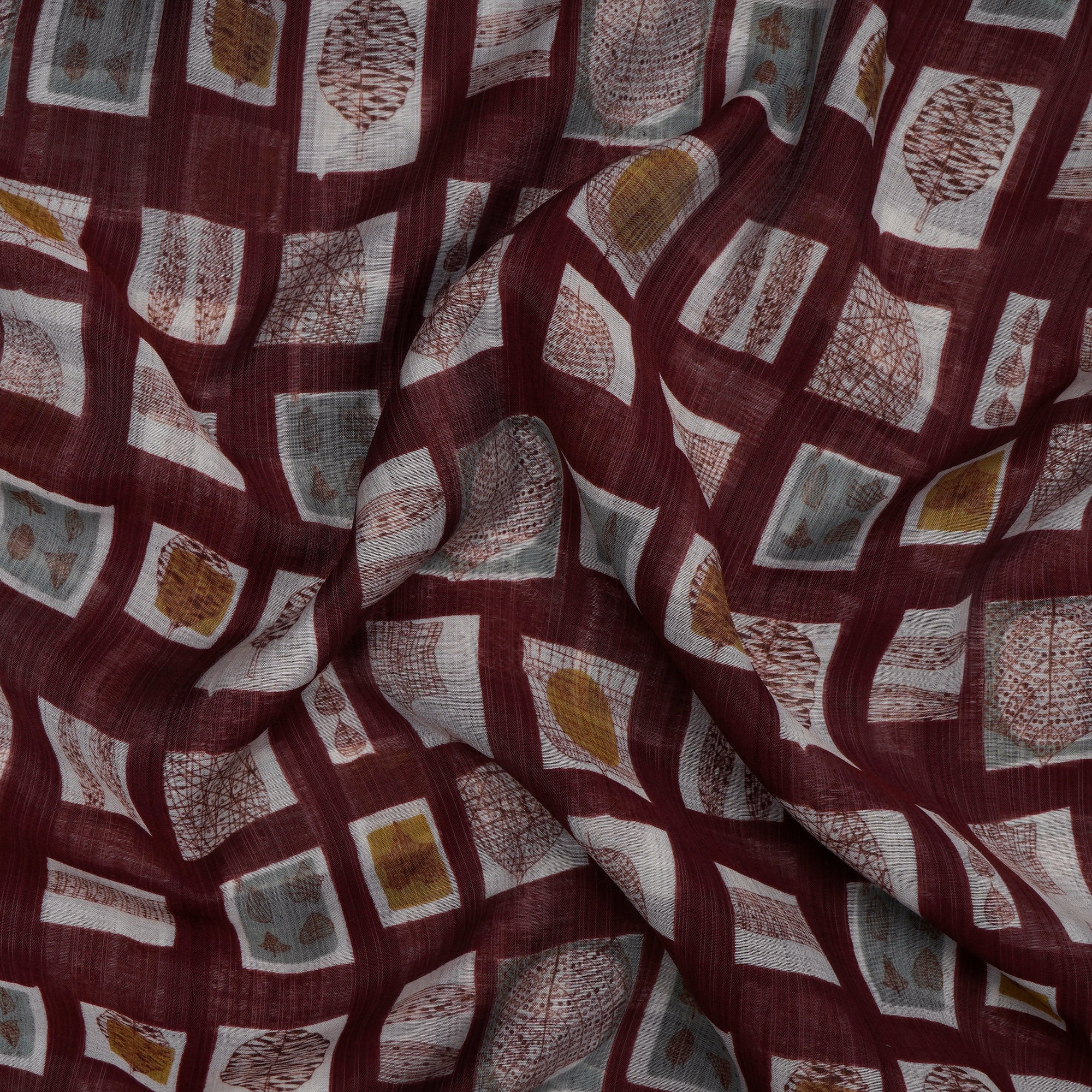Brown Color Printed Fine Muslin Fabric