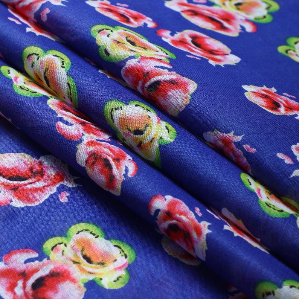 Rebecca Purple Color Printed Linen Fabric
