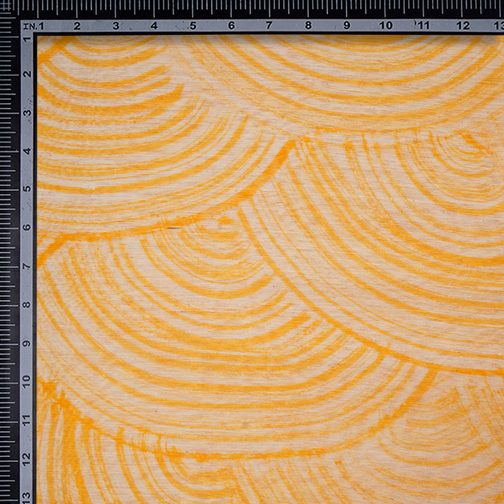 Yellow Color Printed Noile Silk Fabric