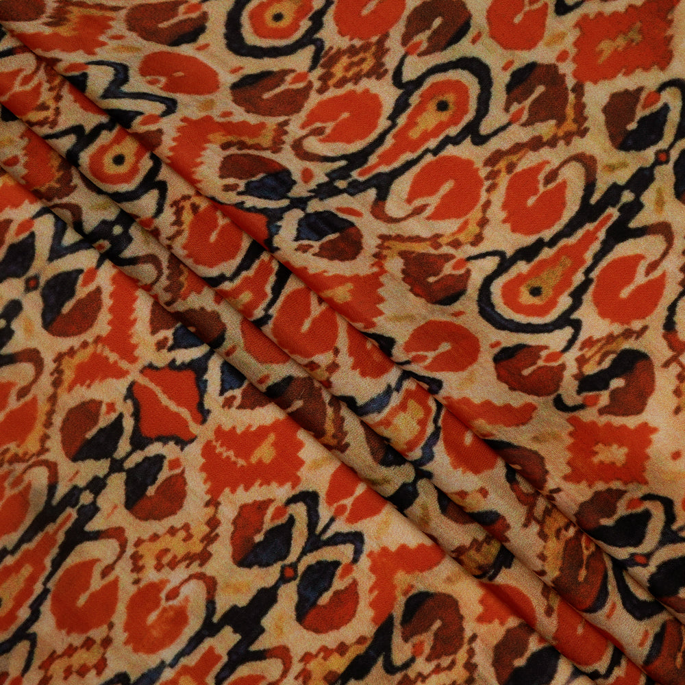 Multi Color Printed Satin Chiffon Fabric