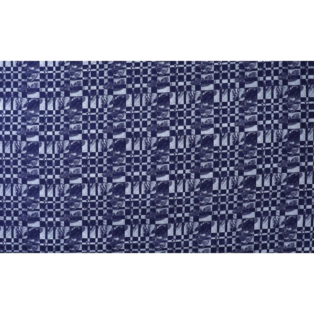 Dark Blue Color Printed Cambric Cotton Fabric