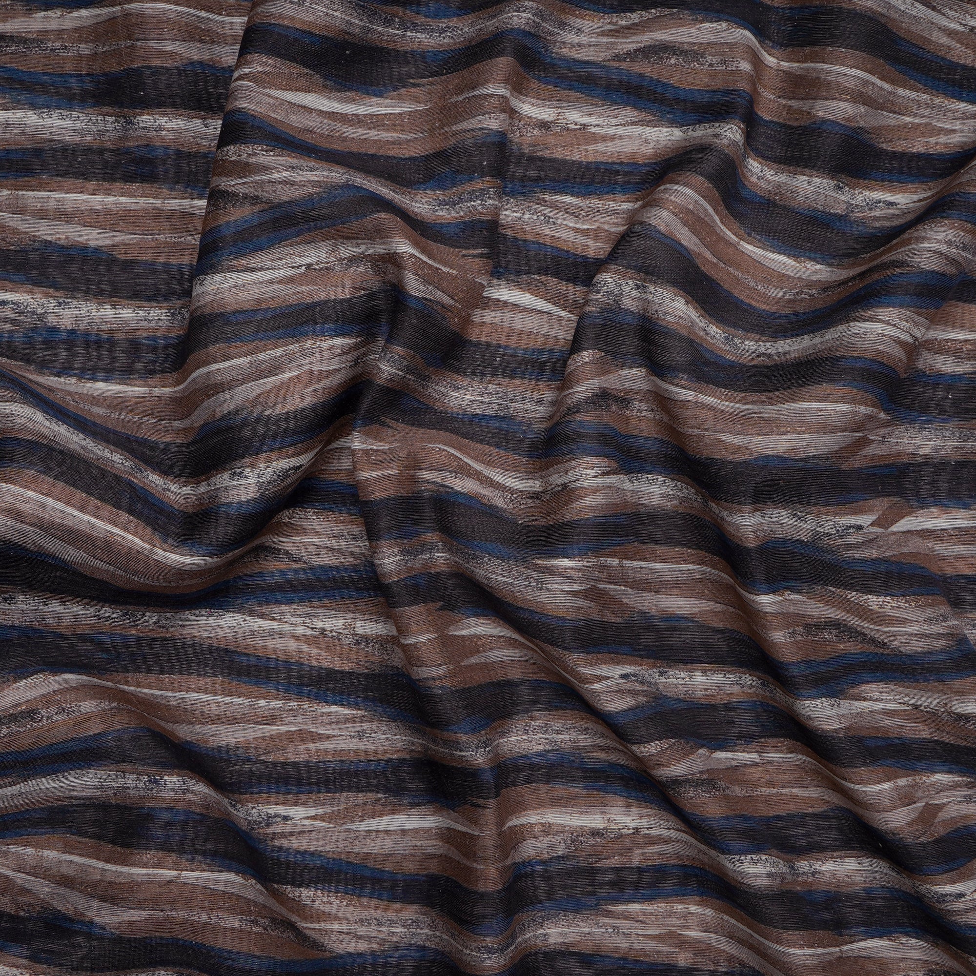 Brown-Black Color Digital Printed Noile Silk Fabric