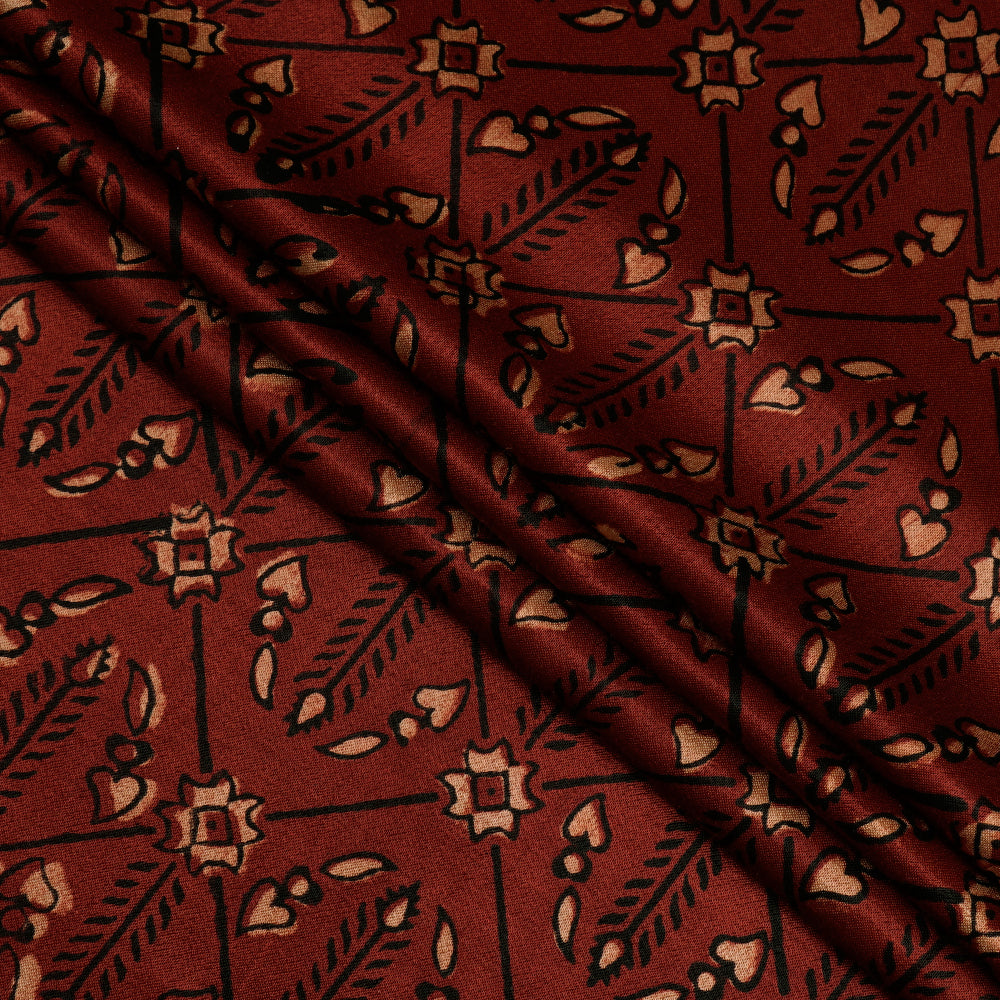 Maroon Color Handcrafted Ajrak Printed Viscose Fabric