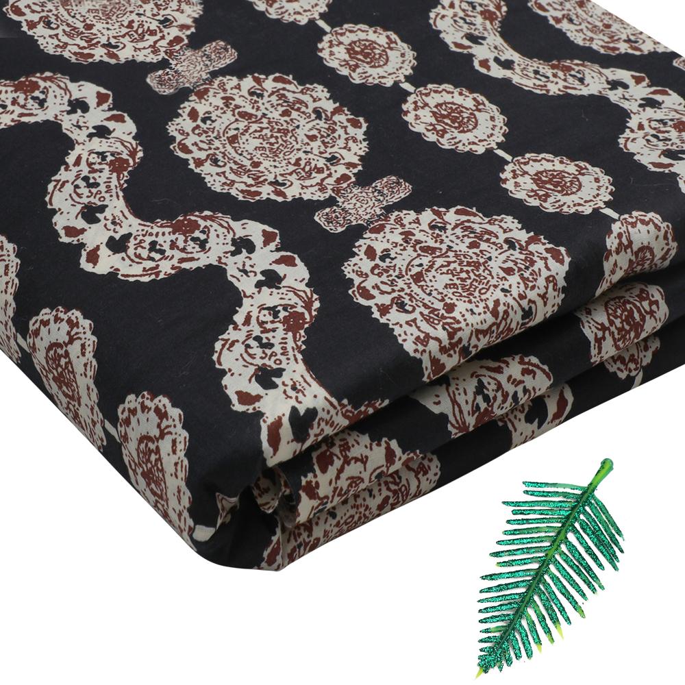 Black-Brown Color Printed Cambric Cotton Fabric