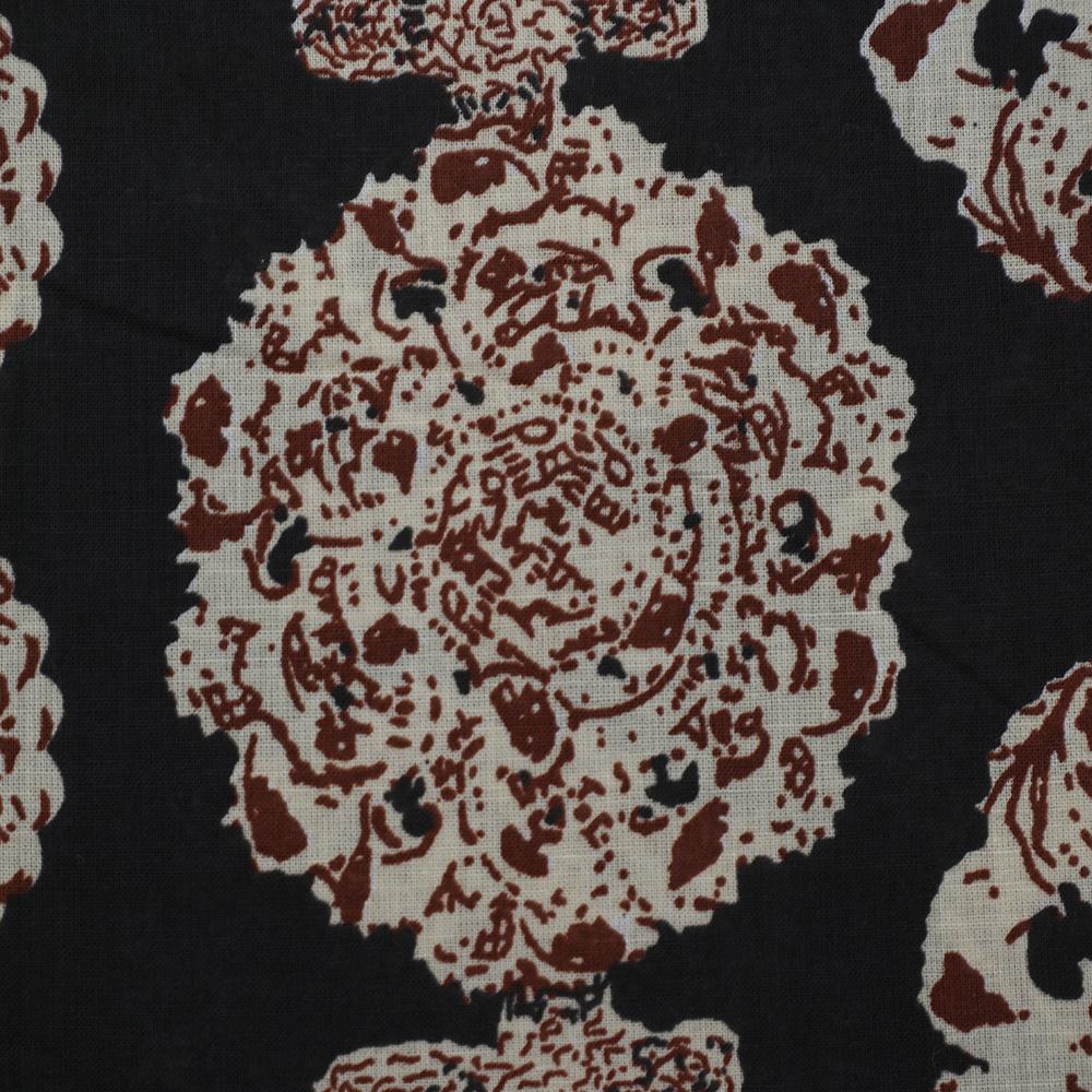 Black-Brown Color Printed Cambric Cotton Fabric