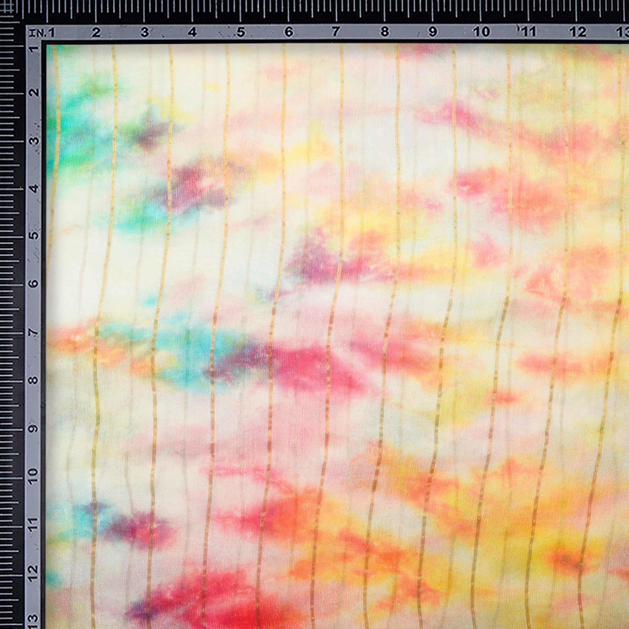 Multi Color Tie-dye Pattern Crepe Silk Fabric