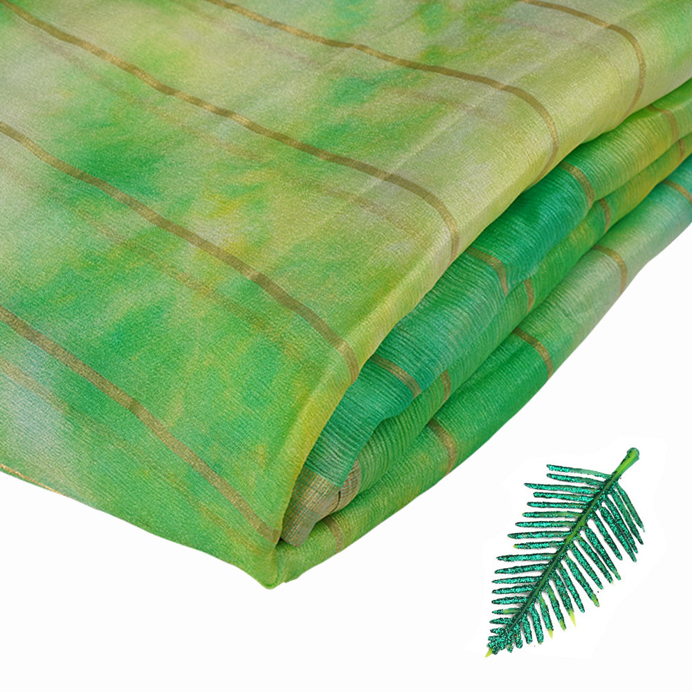Green Color Handcrafted Tie and Dye Printed Crepe Fabric