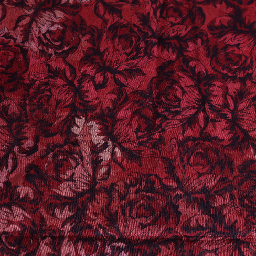 Red Color Printed Plain Silk Fabric