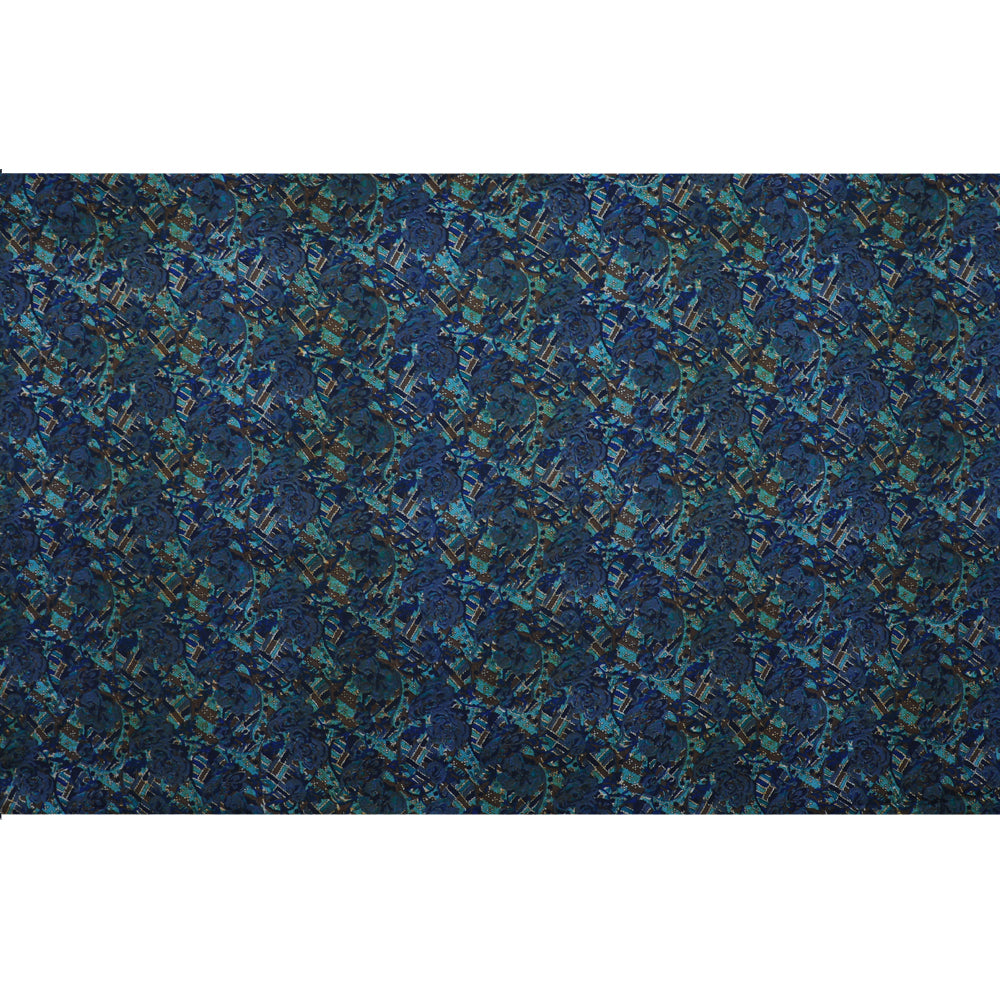 Dark Blue Color Printed Plain Silk Fabric