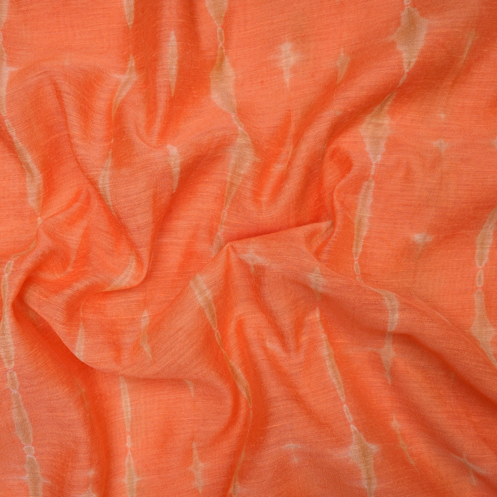 Fresh Salmon Color Handcrafted Tie and Dye Printed Chanderi Fabric