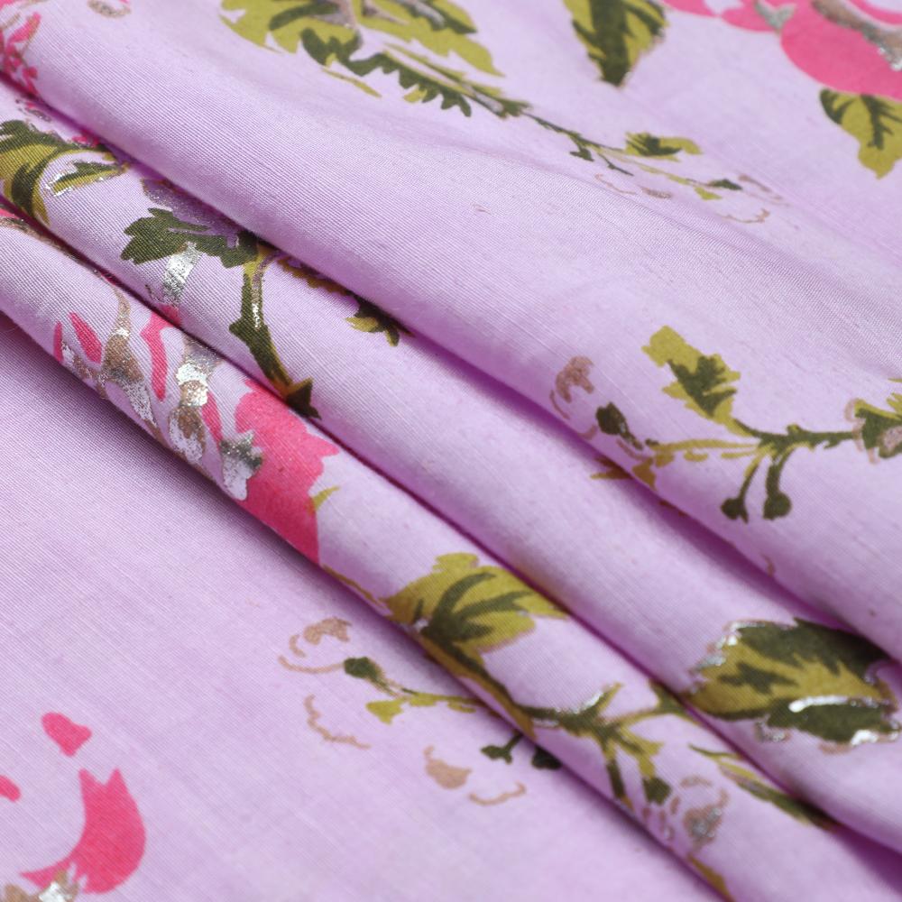 Taffy Pink Color Printed Bemberg Linen Fabric