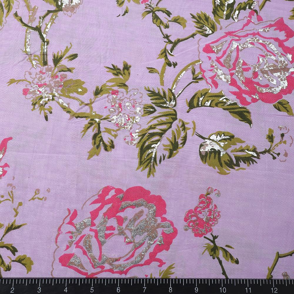 Taffy Pink Color Printed Bemberg Linen Fabric