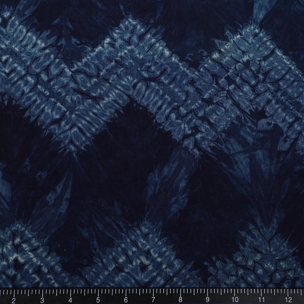 Dark Blue Color Handcrafted Shibori Print on Cotton Fabric