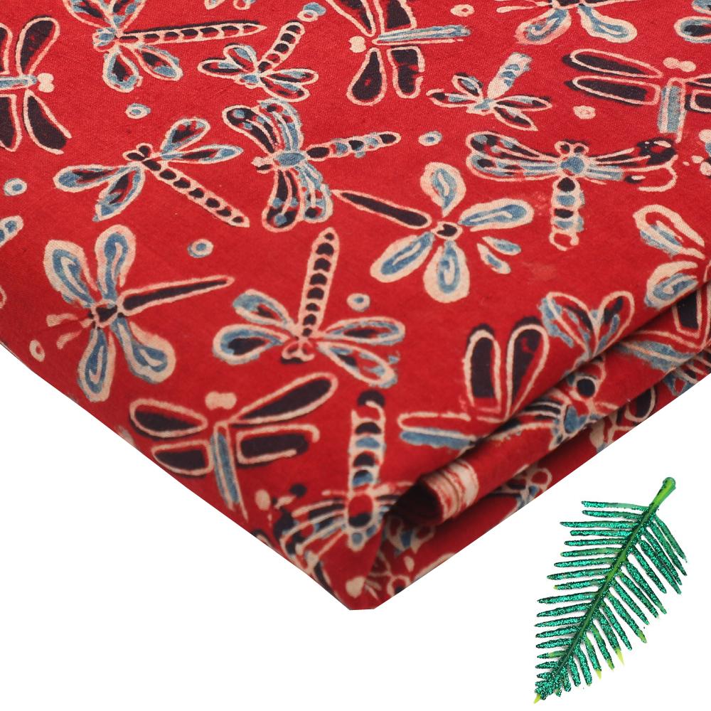 Scarlet Color Handcrafted Block Printed Cotton Fabric