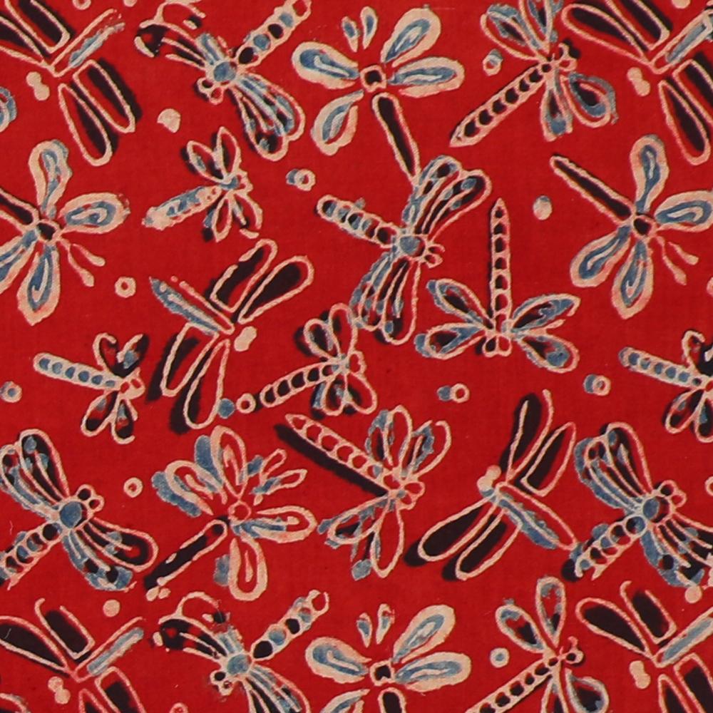 Scarlet Color Handcrafted Block Printed Cotton Fabric