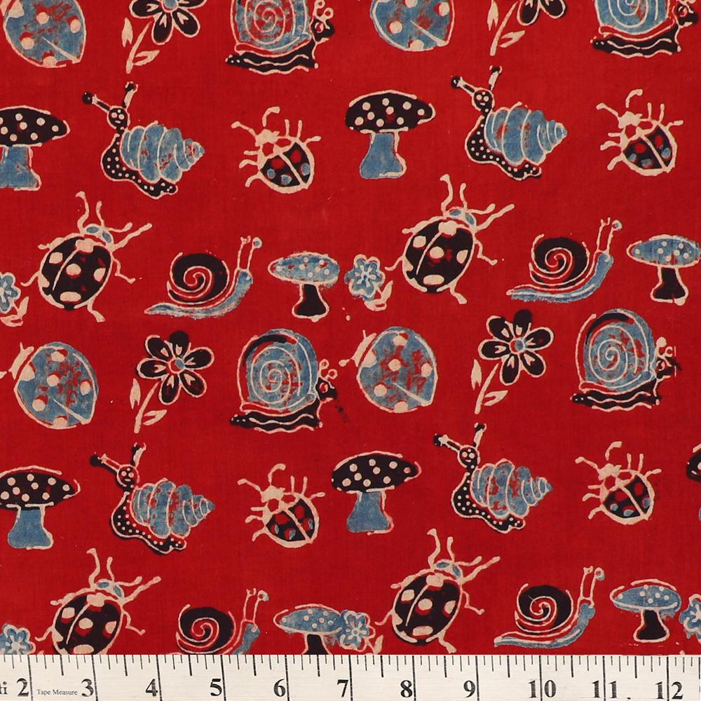 Scarlet Color Handcrafted Block Printed Cotton Fabric