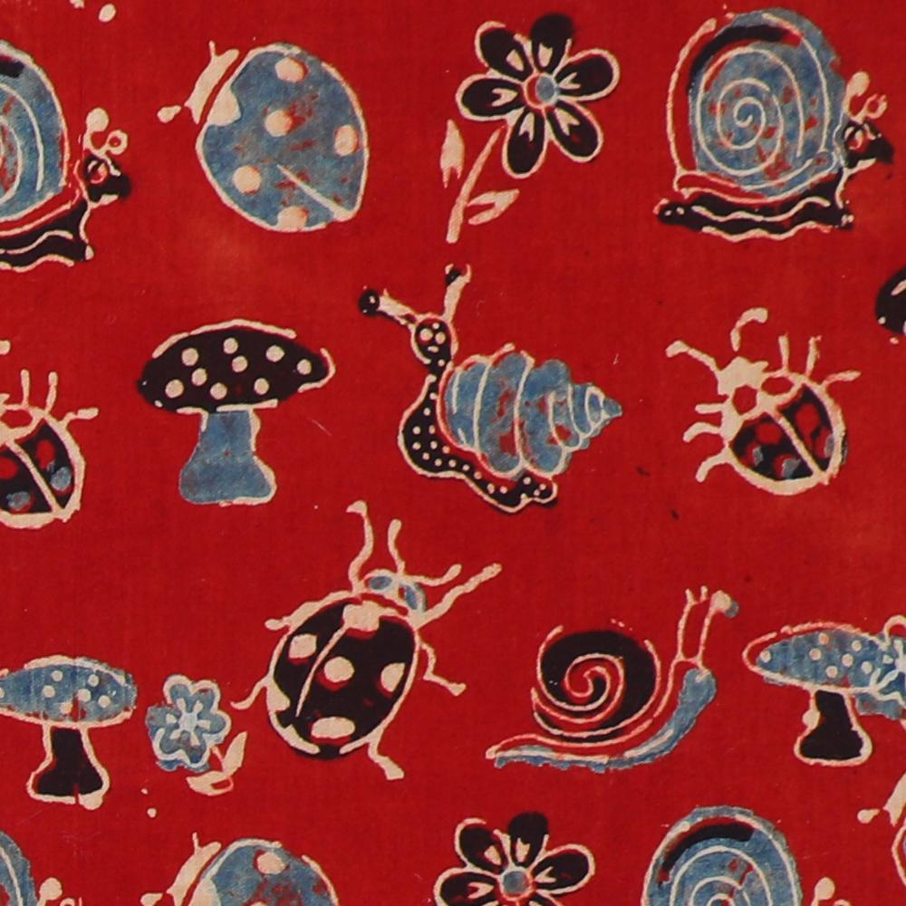 Scarlet Color Handcrafted Block Printed Cotton Fabric