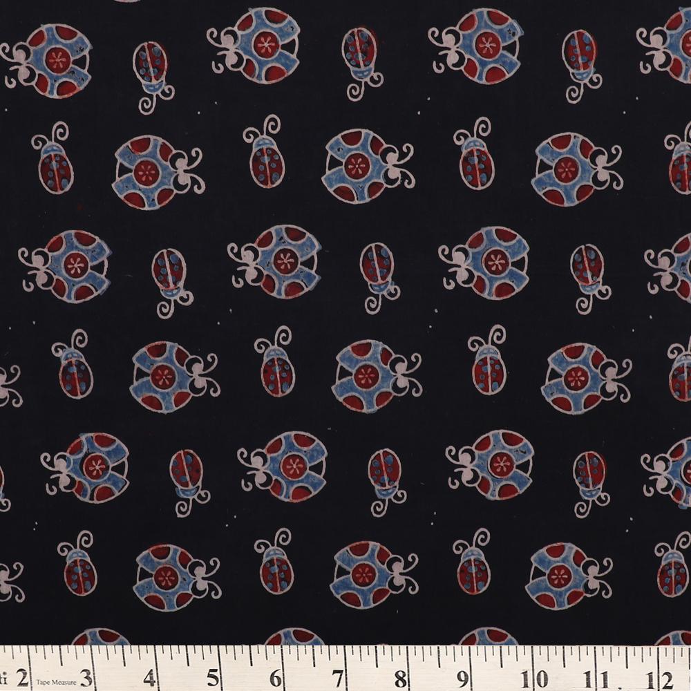 Black Color Handcrafted Block Printed Cotton Fabric