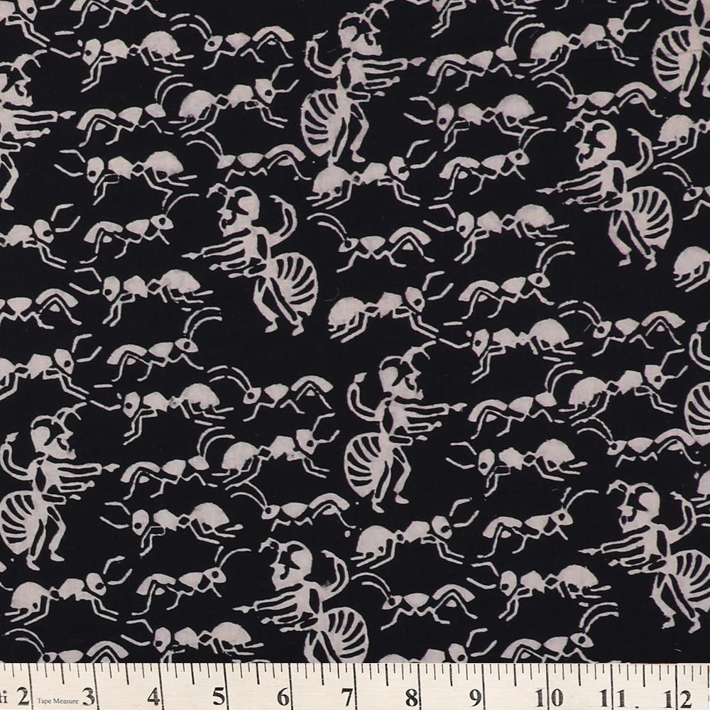 Black Color Handcrafted Block Printed Cotton Fabric