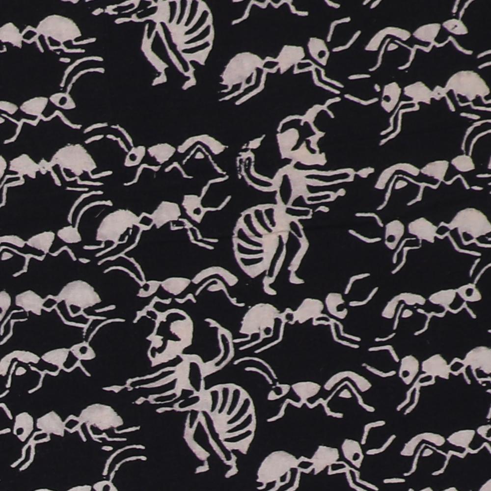 Black Color Handcrafted Block Printed Cotton Fabric