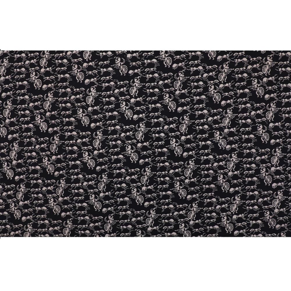 Black Color Handcrafted Block Printed Cotton Fabric