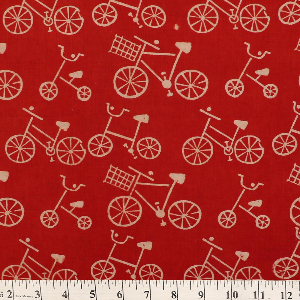 Crimson Red Color Handcrafted Block Printed Cotton Fabric