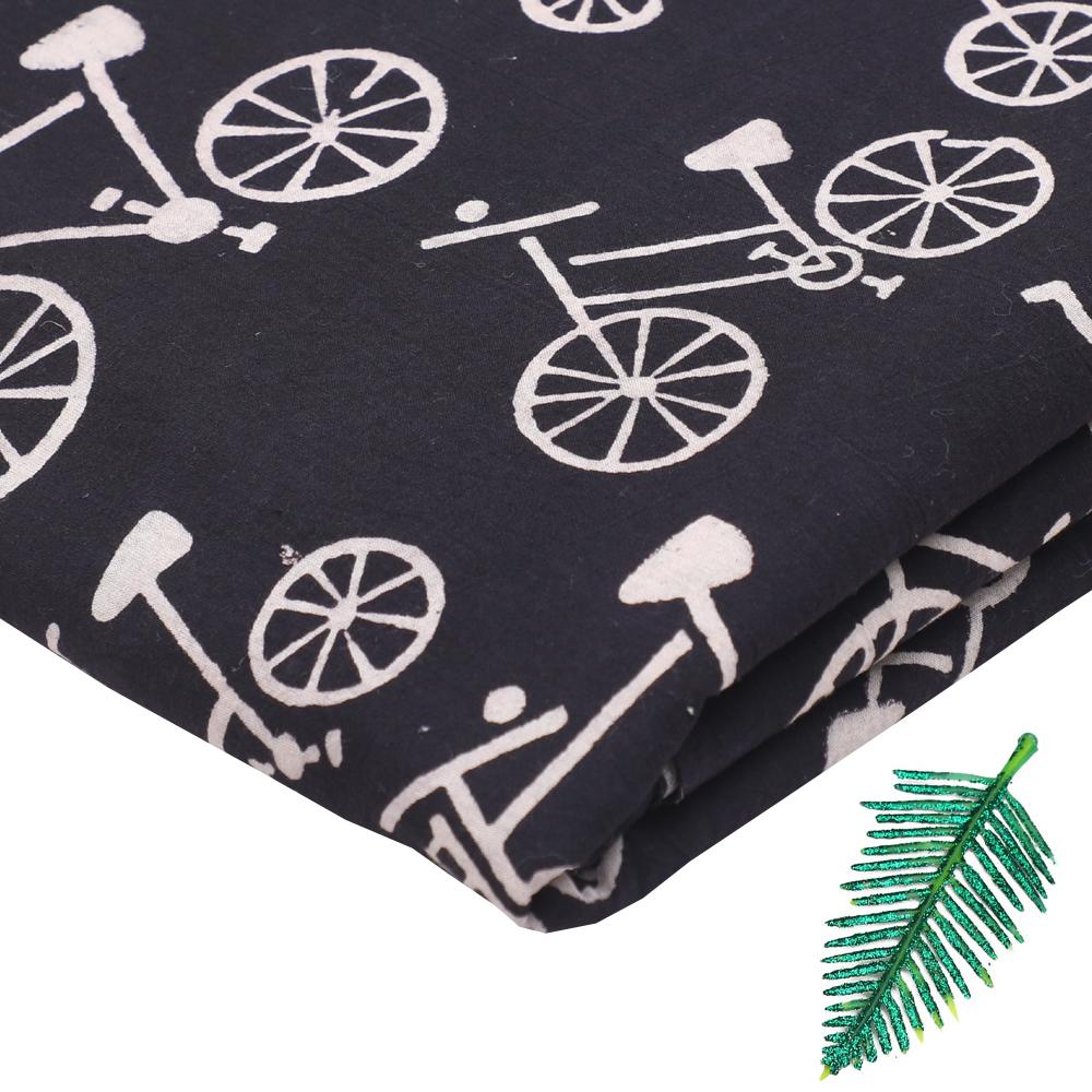 Black Color Handcrafted Block Printed Cotton Fabric