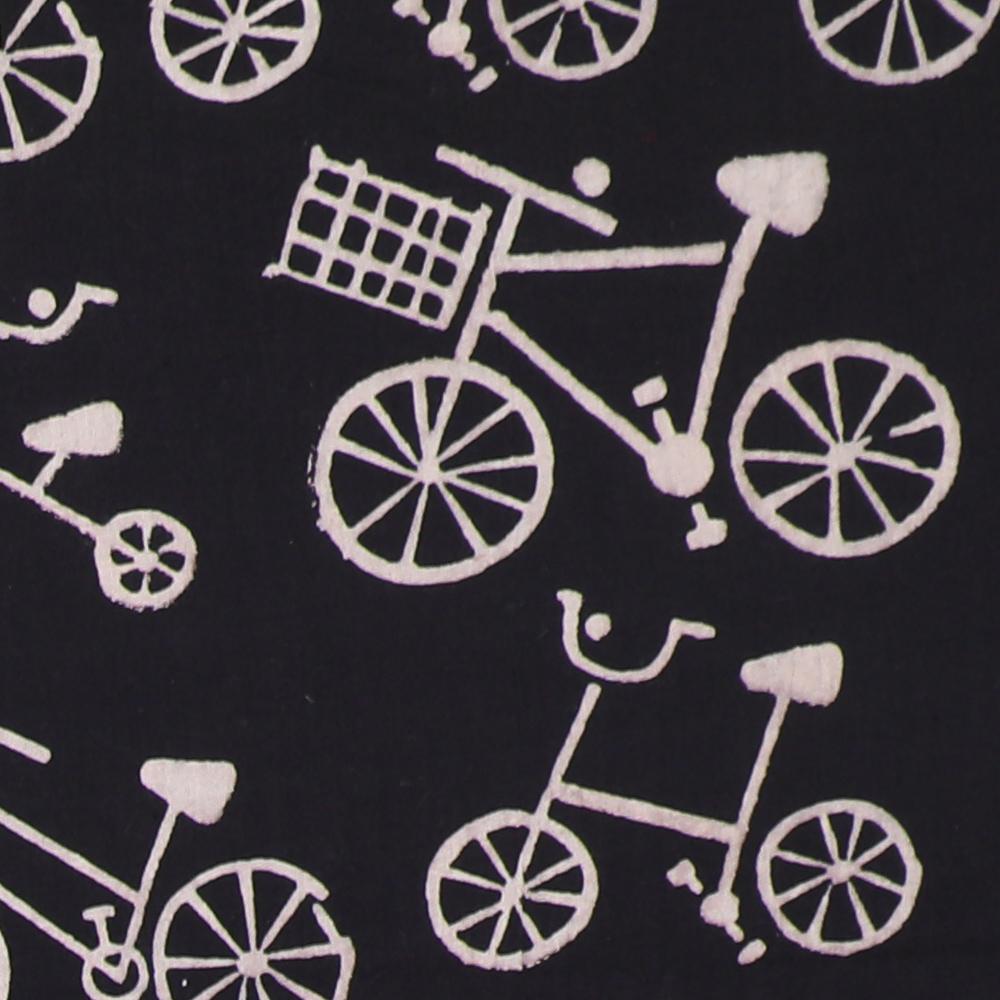 Black Color Handcrafted Block Printed Cotton Fabric