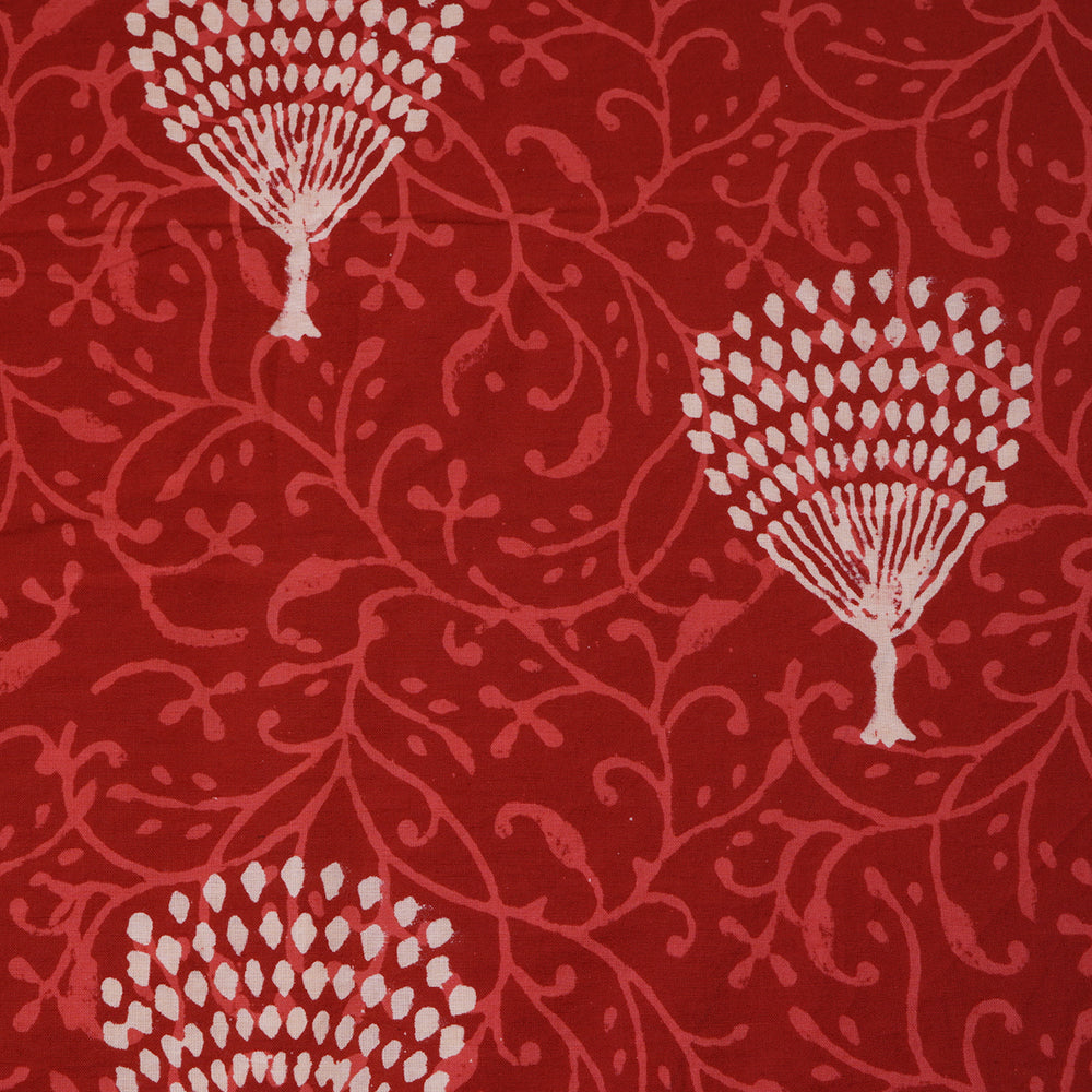 Red Color Handcrafted Block Printed Cotton Fabric