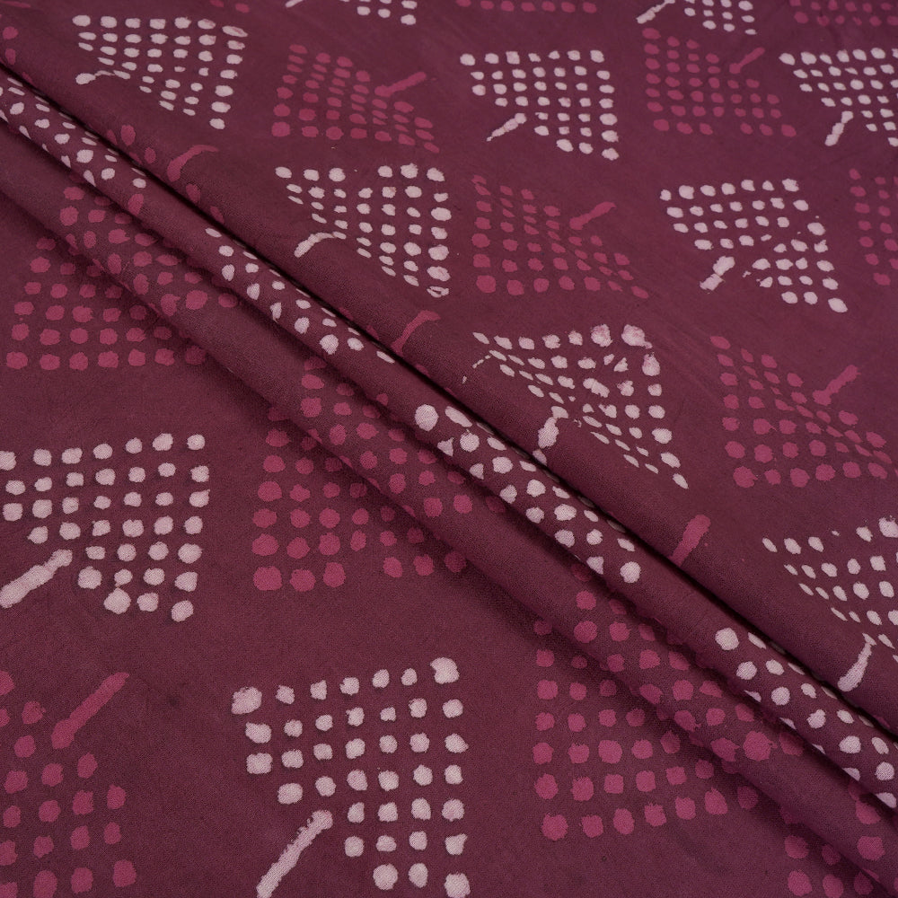 Rosewood Pink Color Handcrafted Block Printed Cotton Fabric