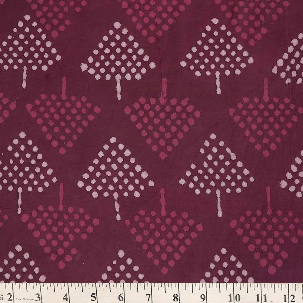 Rosewood Pink Color Handcrafted Block Printed Cotton Fabric