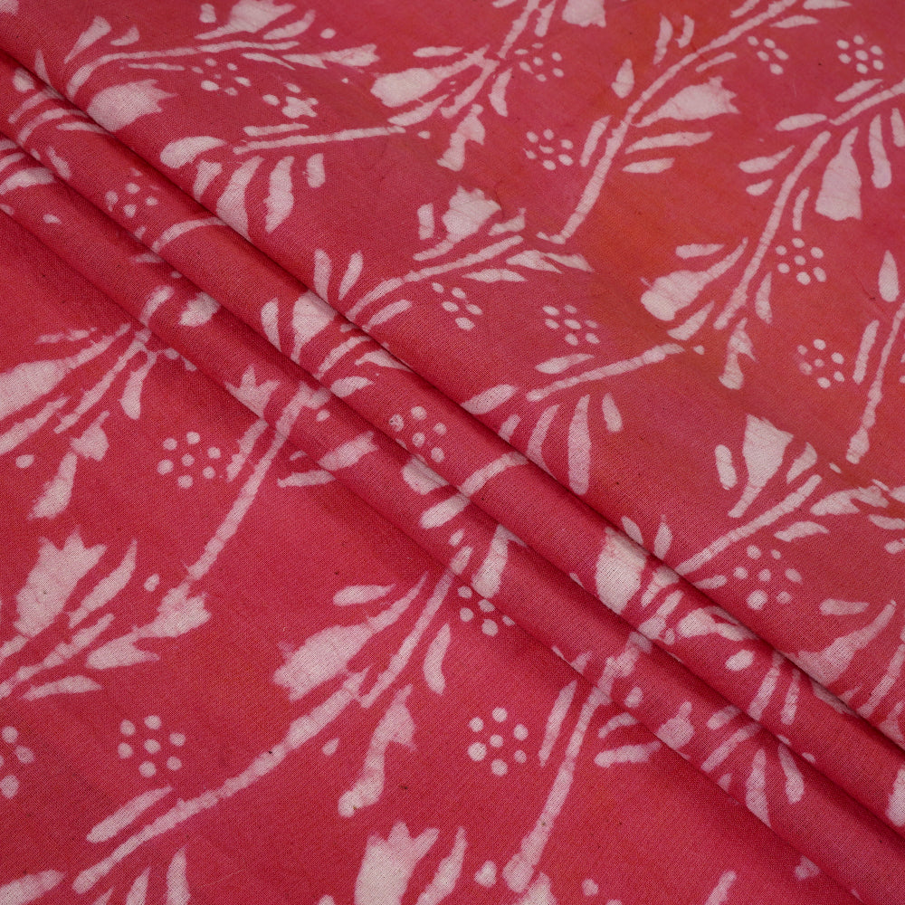 Coral Color Handcrafted Block Printed Cotton Fabric