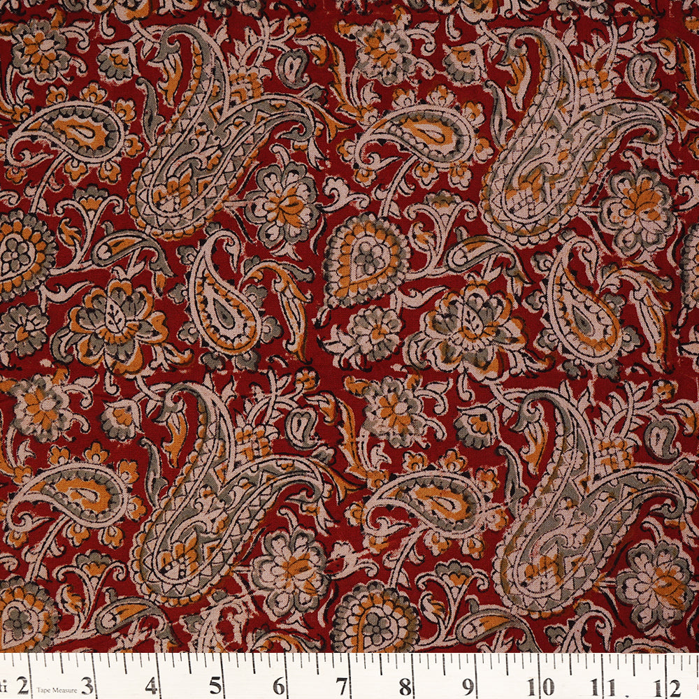 Multi Color Handcrafted Kalamkari Printed Pure Cotton Fabric