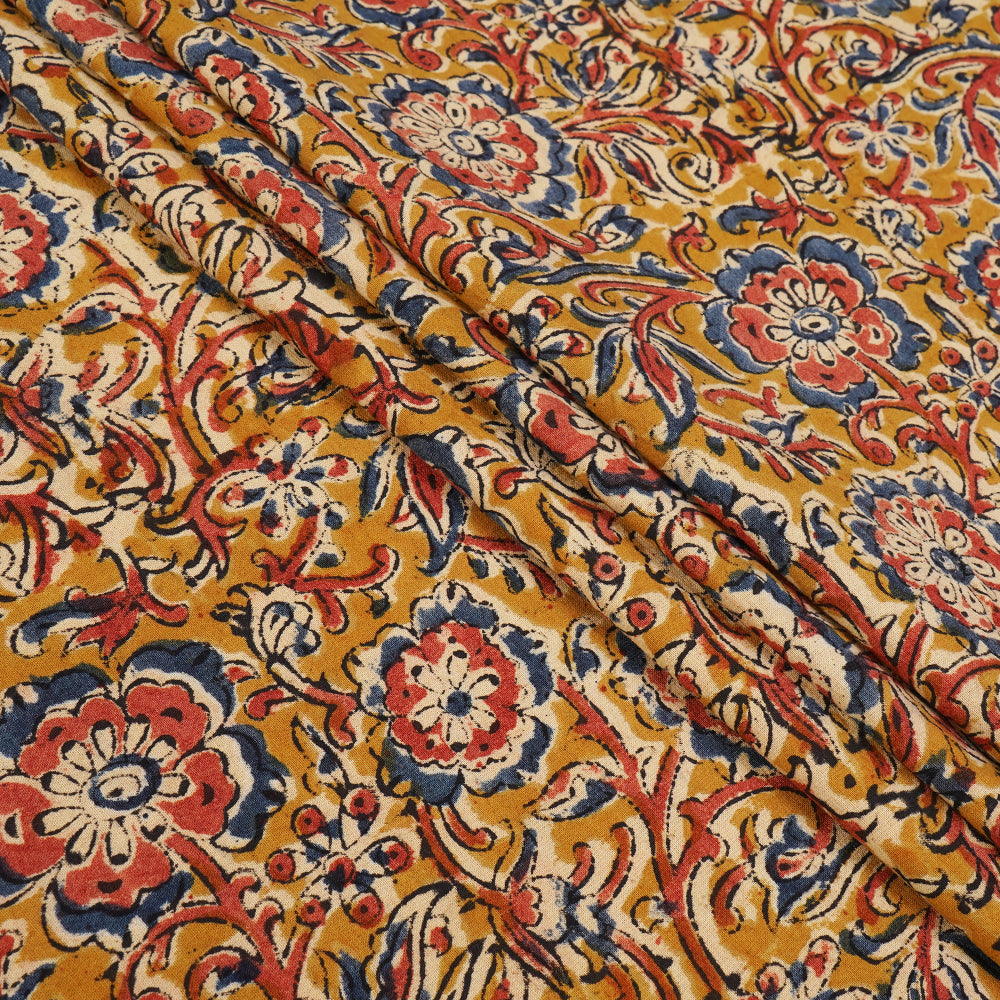 Multi Color Handcrafted Kalamkari Printed Pure Cotton Fabric