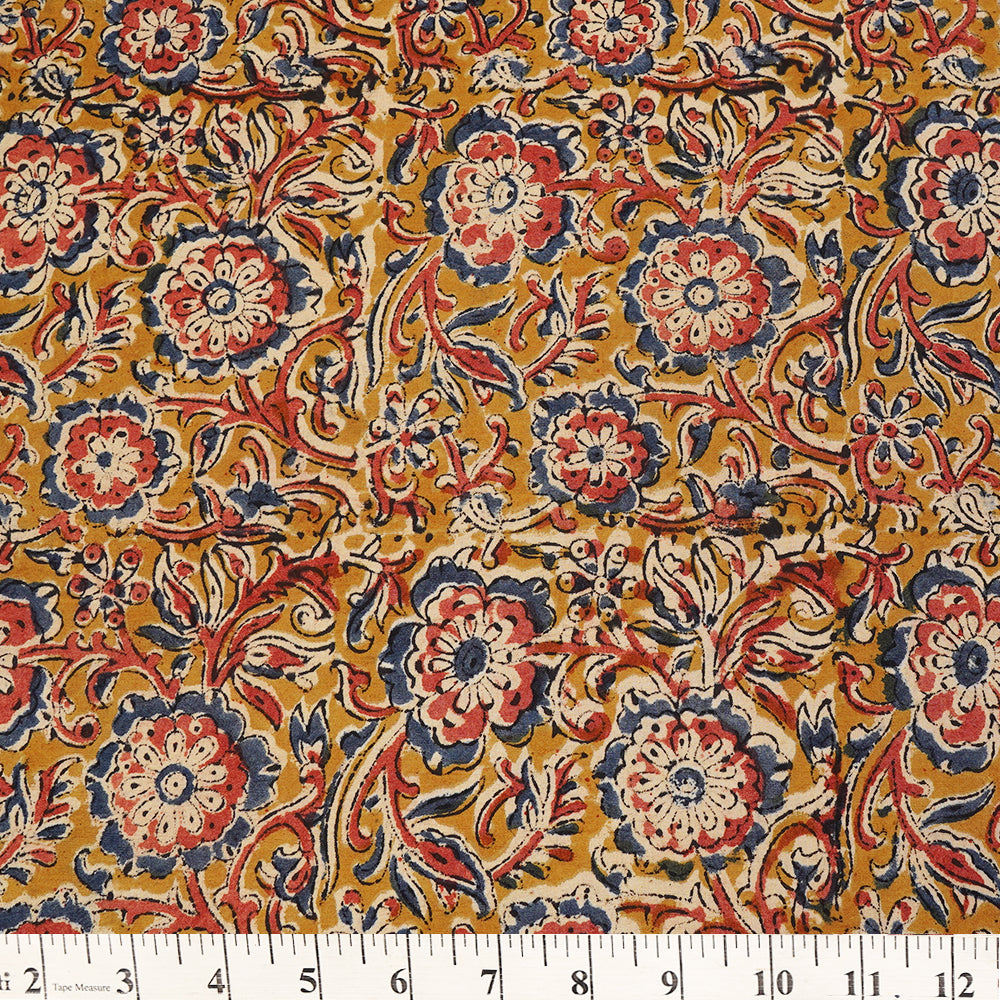 Multi Color Handcrafted Kalamkari Printed Pure Cotton Fabric