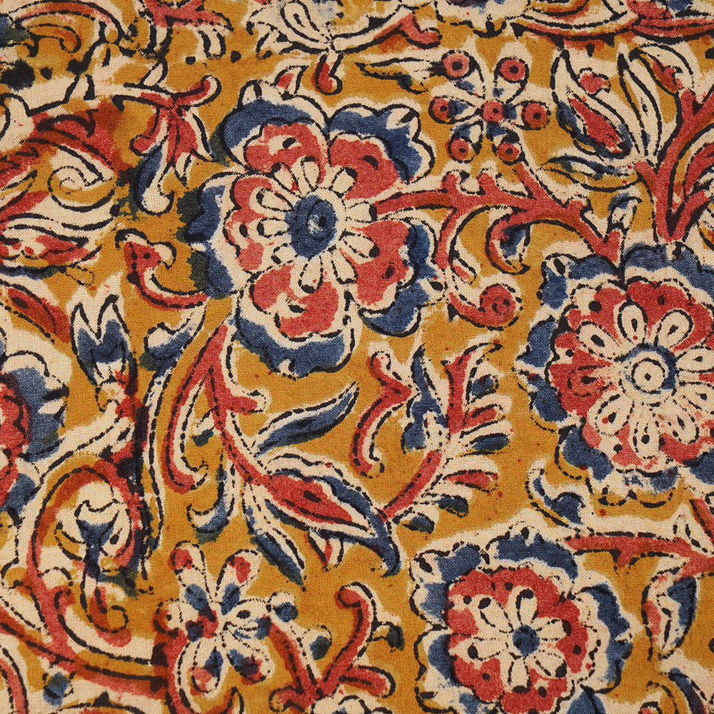 Multi Color Handcrafted Kalamkari Printed Pure Cotton Fabric