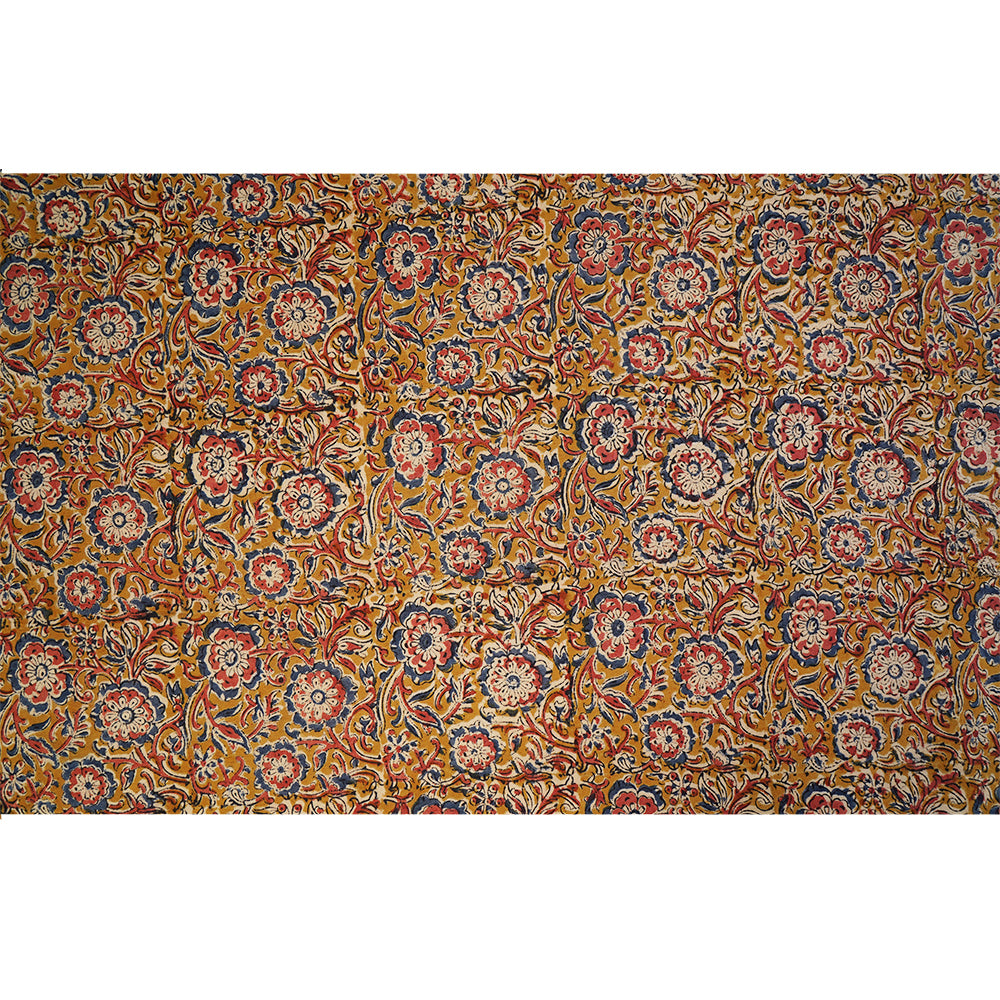 Multi Color Handcrafted Kalamkari Printed Pure Cotton Fabric