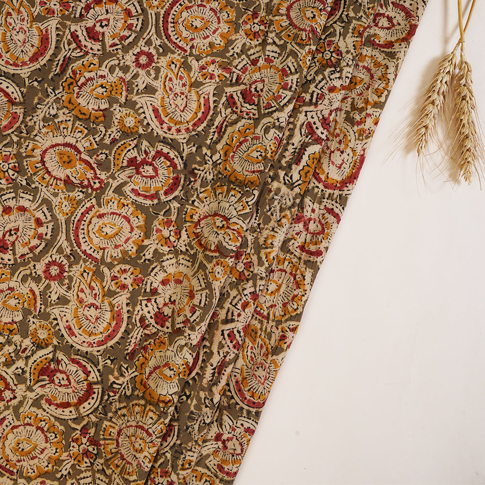 Multi Color Handcrafted Kalamkari Printed Pure Cotton Fabric