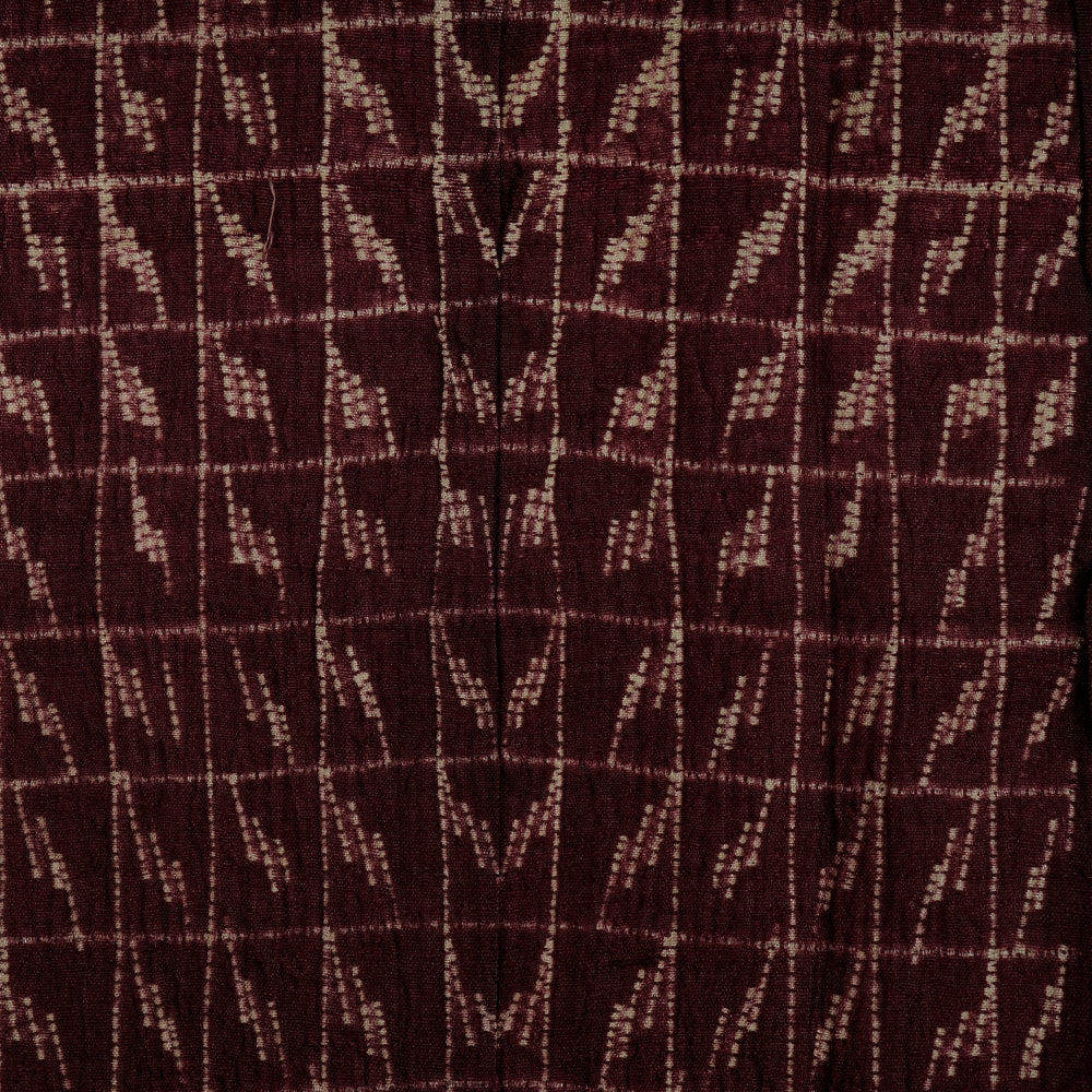 (Pre-Cut 2.85 Mtr ) Plum Color Handcrafted Shibori Pure Tussar Silk Fabric