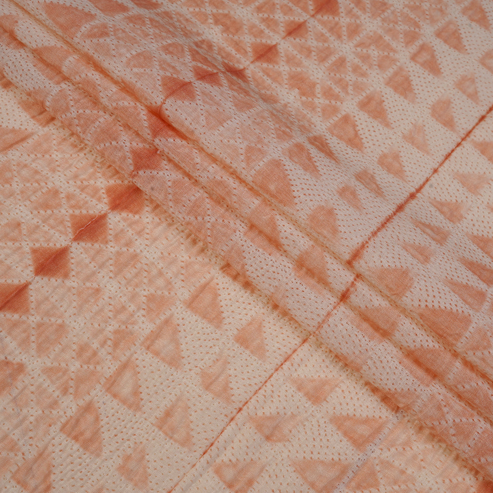 (Pre Cut 3.10 Mtr Piece) Peach Color Handcrafted Tussar Chanderi Fabric