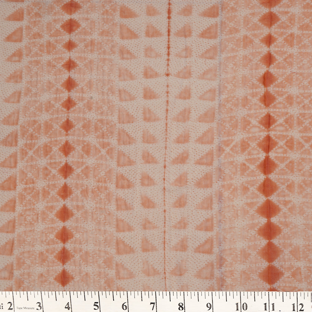 (Pre Cut 3.10 Mtr Piece) Peach Color Handcrafted Tussar Chanderi Fabric