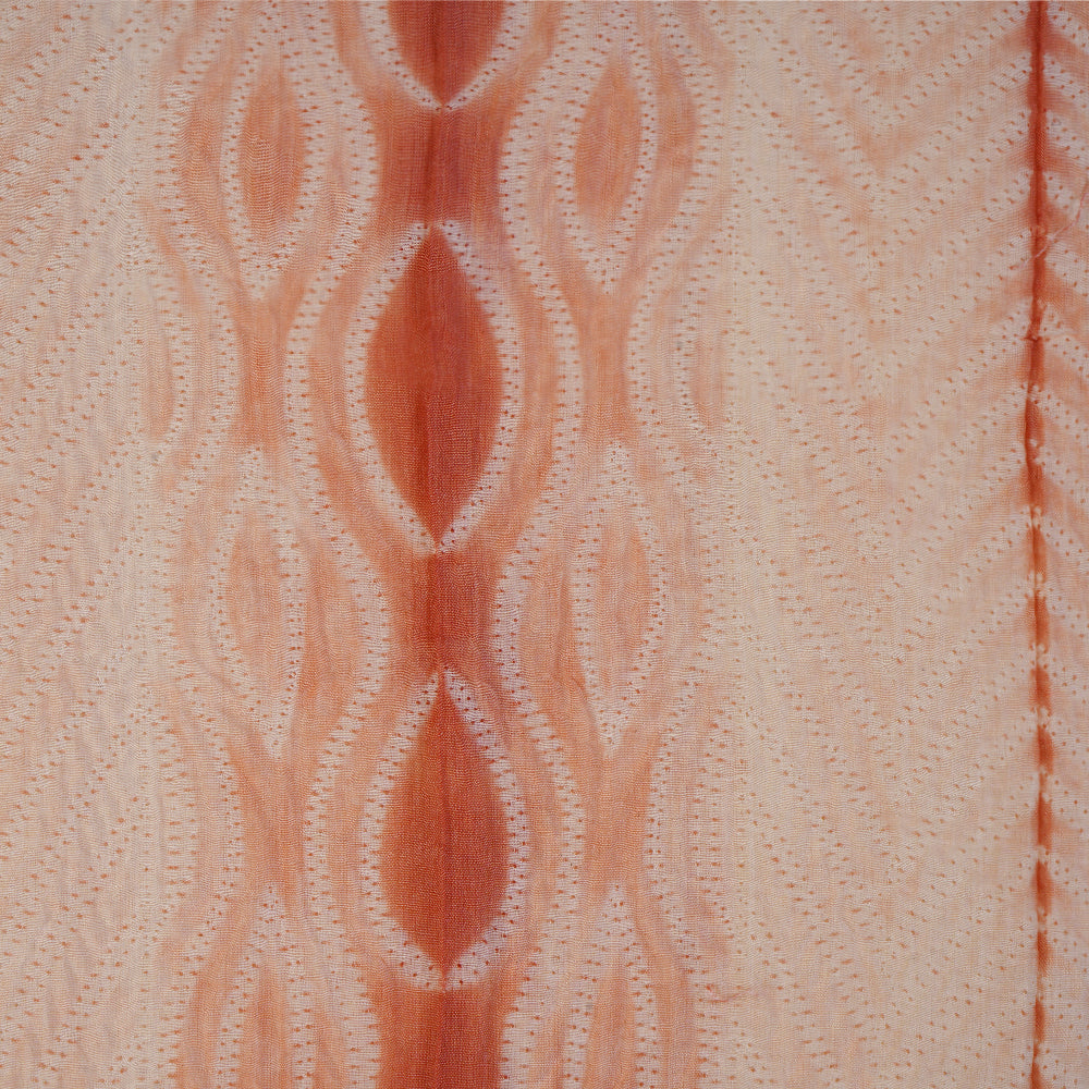 (Pre Cut 3.55 Mtr Piece) Peach Color Handcrafted Shibori Tussar Chanderi Fabric