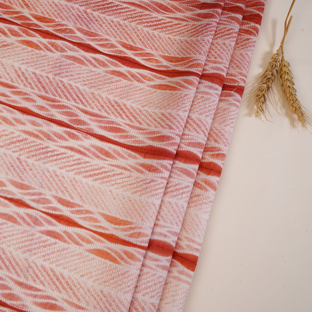 (Pre Cut 2.45 Mtr Piece) Pink Color Handcrafted Shibori Pure Chanderi Fabric