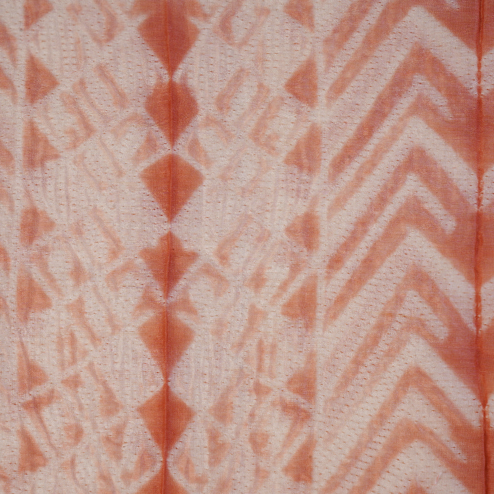 (Pre Cut 3.55 Mtr Piece) Peach Color Handcrafted Shibori Pure Chanderi Fabric