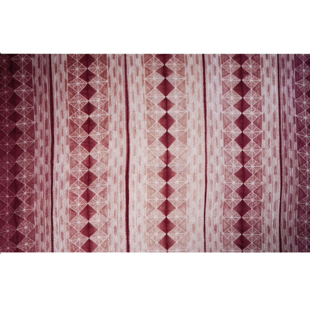 (Pre Cut 2.85 Mtr Piece) Plum Color Handcrafted Shibori Pure Silk Fabric