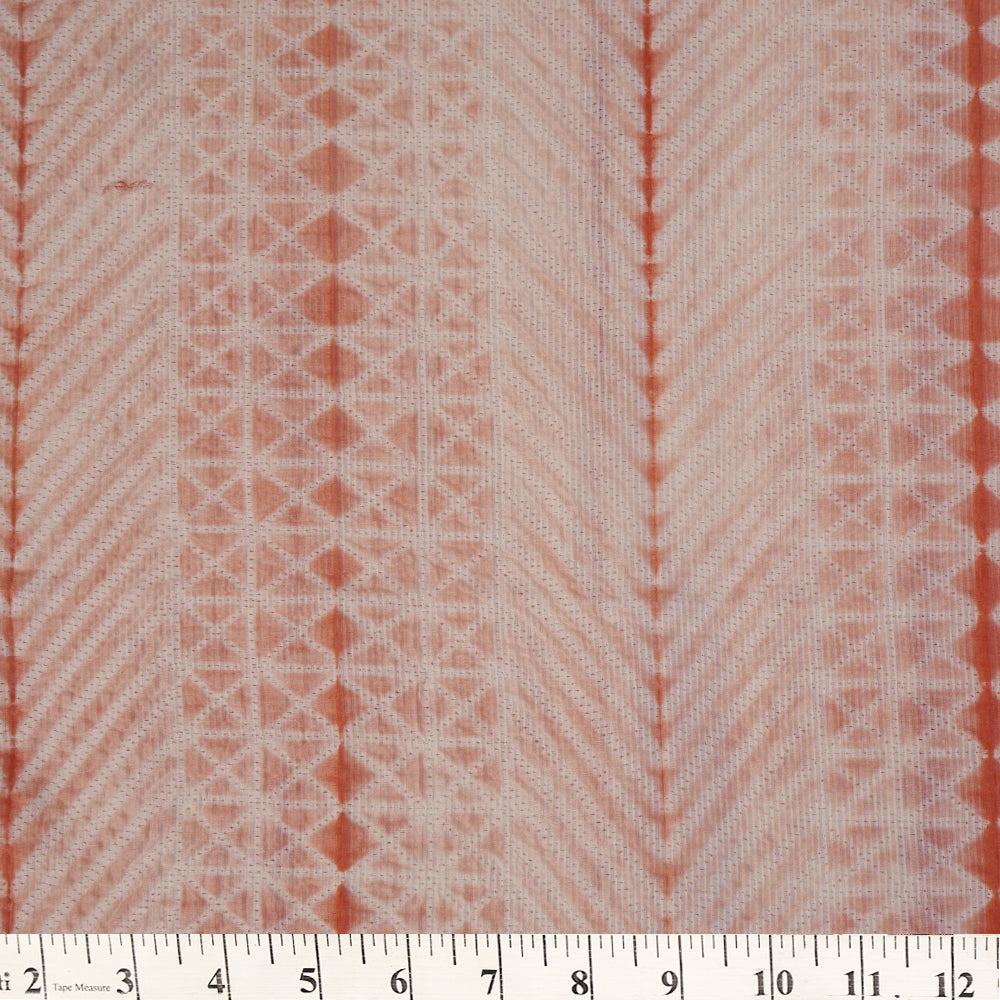 (Pre Cut 5 Mtr Piece) Peach Color Handcrafted Shibori Pure Chanderi Fabric
