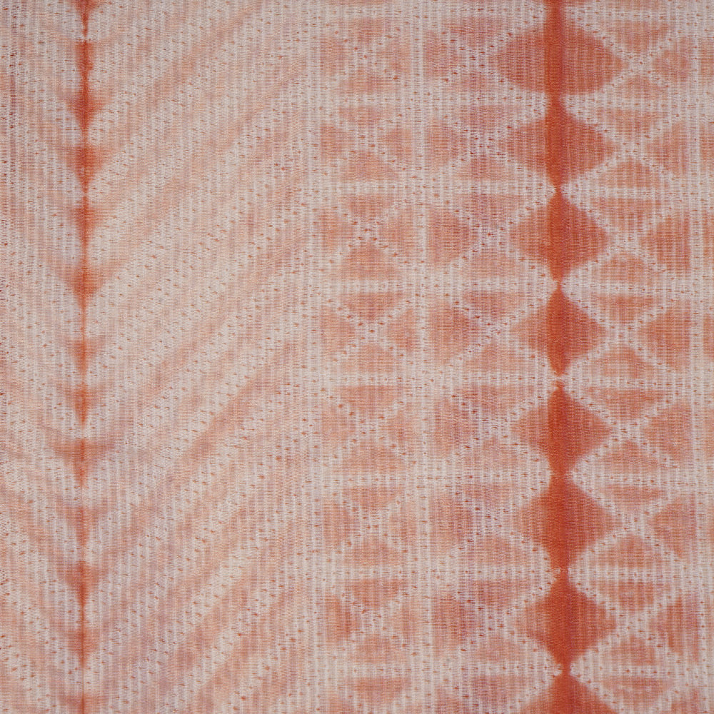 (Pre Cut 5 Mtr Piece) Peach Color Handcrafted Shibori Pure Chanderi Fabric