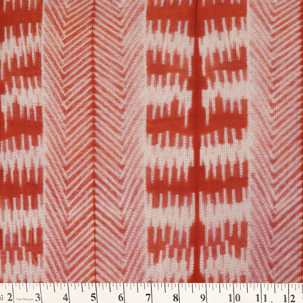 (Pre Cut 5.20 Mtr Piece) Peach Color Handcrafted Shibori Pure Chanderi Fabric