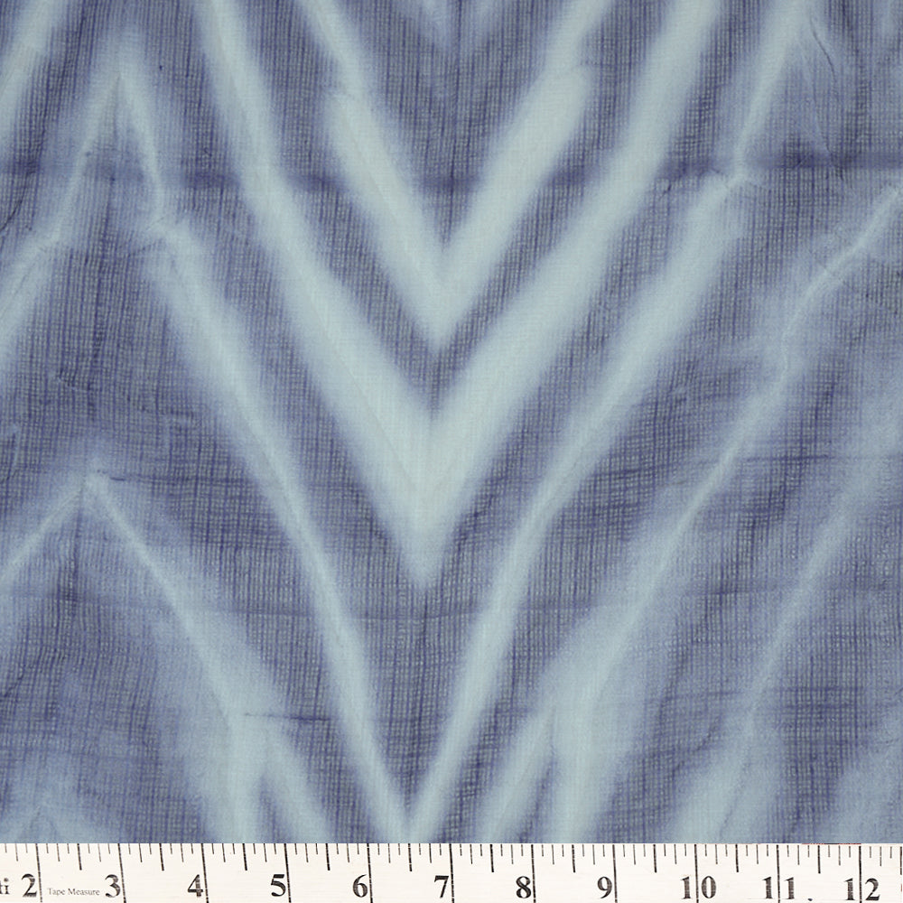 (Pre Cut 4.65 Mtr piece) Blue Color Handcrafted Shibori Pure Kota Silk Fabric