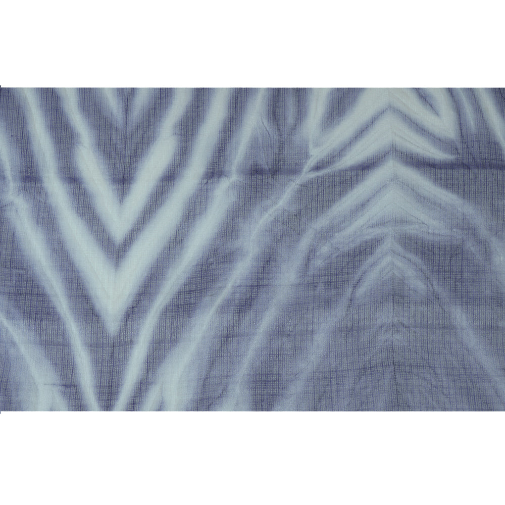 (Pre Cut 4.65 Mtr piece) Blue Color Handcrafted Shibori Pure Kota Silk Fabric